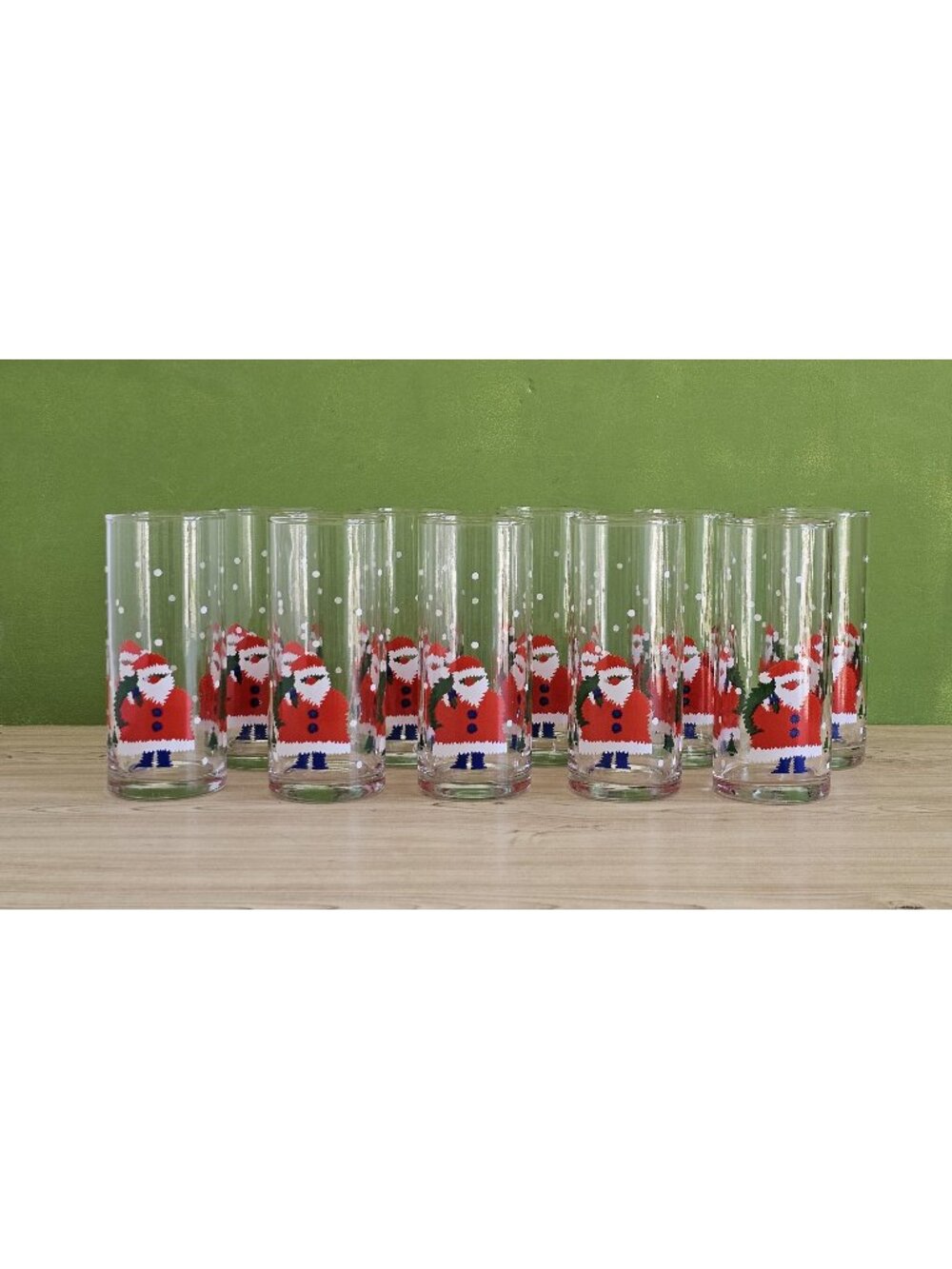 Santa Christmas Drinking Glasses/Vintage KIG Santa Holiday Drinking Glasses